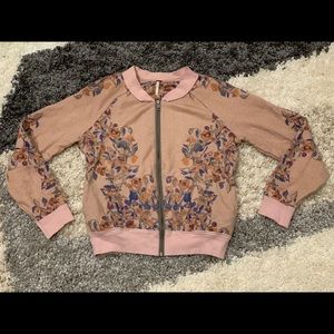 Free People floral zip up sweatshirt
